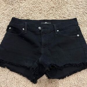 Black denim shorts
